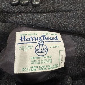 Vintage Harris Tweed Sport Coat Mens 42R Navy Blue Stripe Wool Made in Canada
